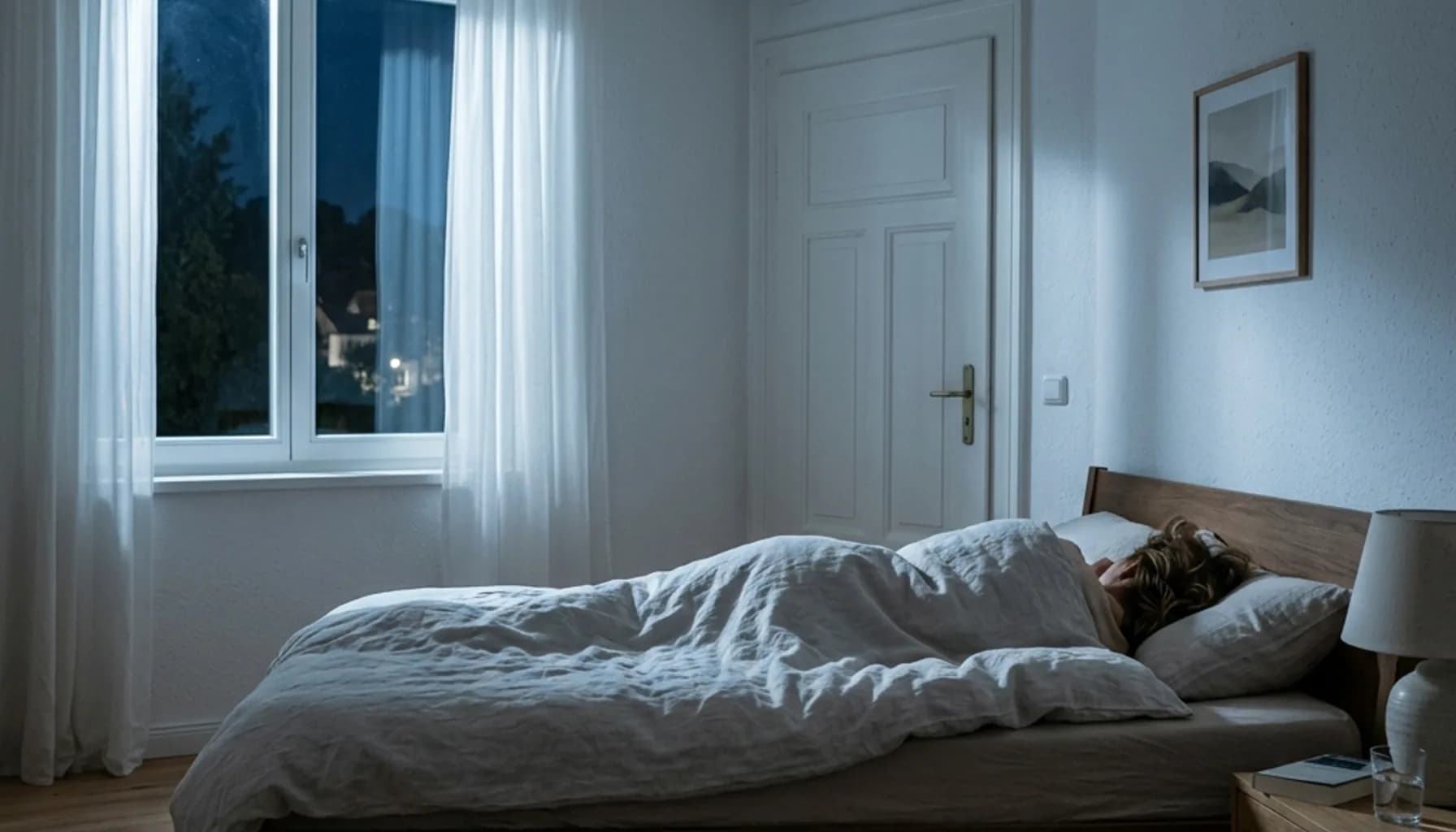 Schlafzimmer bei Nacht, angenehm temperiert durch die Carrier-Klimaanlage